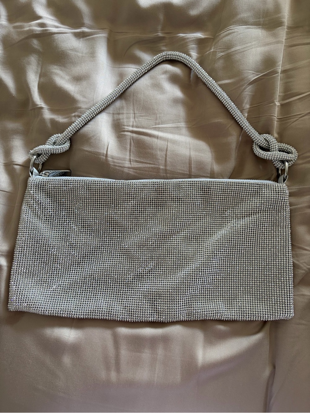 Express Crystal Mesh Slouchy Shoulder Bag in Silver
